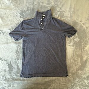 Peter Millar Men’s Medium Golf Polo Navy Blue Stripe Pima Cotton Silk Stretch